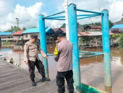 Polsek Bukit Batu Pantau Debit Air Sungai Rungan Pasca Curah Hujan Tinggi