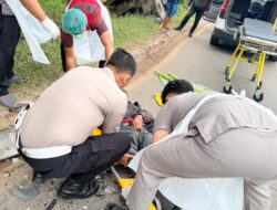 Respon Cepat Laka Lantas, Personel Polsek Sabangau Datangi TKP di Jalan Mahir Mahar