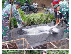 TMMD Ke 127 Kodim 0808/Blitar Dan Warga Gotong Royong Cor Pondasi Rumah Mbah Mujinah