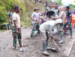 Pengecoran Rabat Jalan TMMD Ke 127 Kodim 0808/Blitar Tunjukkan Progres Signifikan di Desa Krisik