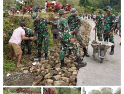 Pemasangan Berem Jalan Terus Dikebut Satgas TMMD Ke 127 Kodim 0808/Blitar Bersama Warga