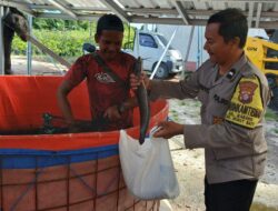 Polri untuk Masyarakat, Bhabinkamtibmas Polsek Bukit Batu Sambangi Pembudidaya Ikan Lele di Marang