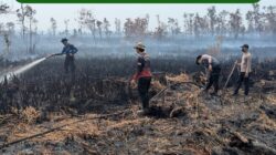 Usai Apel, Personel Polresta Palangka Raya Berjibaku Padamkan Karhutla di Petuk Katimpun